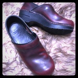 Dansko red leather clog